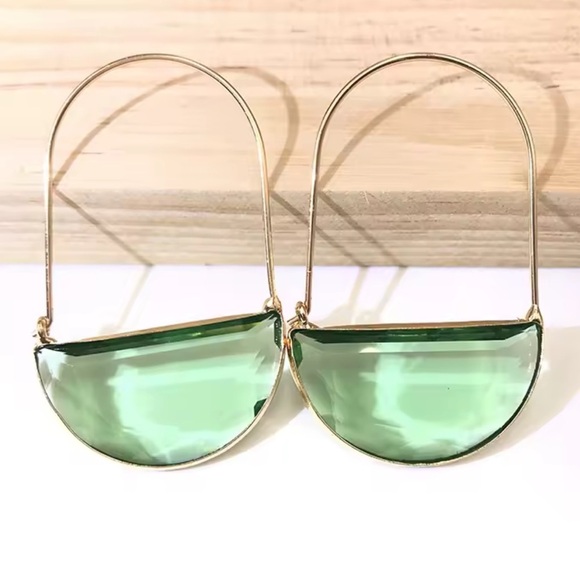 Anthropologie Green and Gold Earrings - Picture 3 of 6